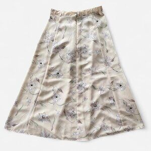 Vintage Midi Floral Skirt in pale pink - size 6